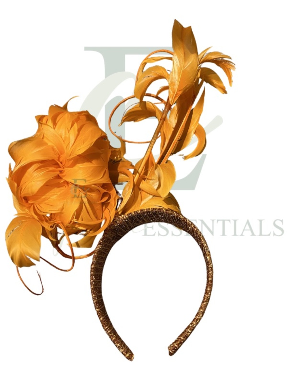 Orange Peony Feather Fascinator